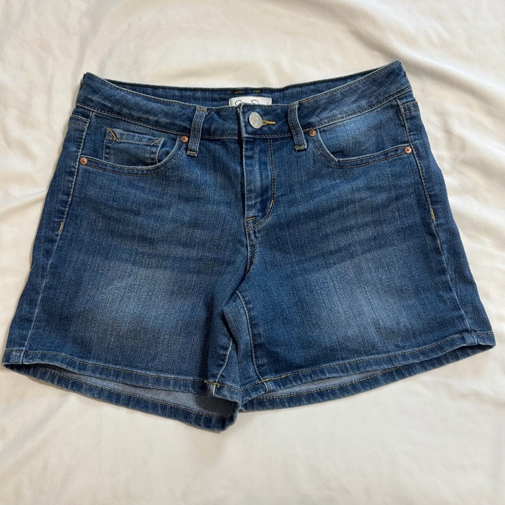 Jessica Simpson Rolled Cuff‎ Denim Shorts Women 2/26 Blue Medium Wash Stretch